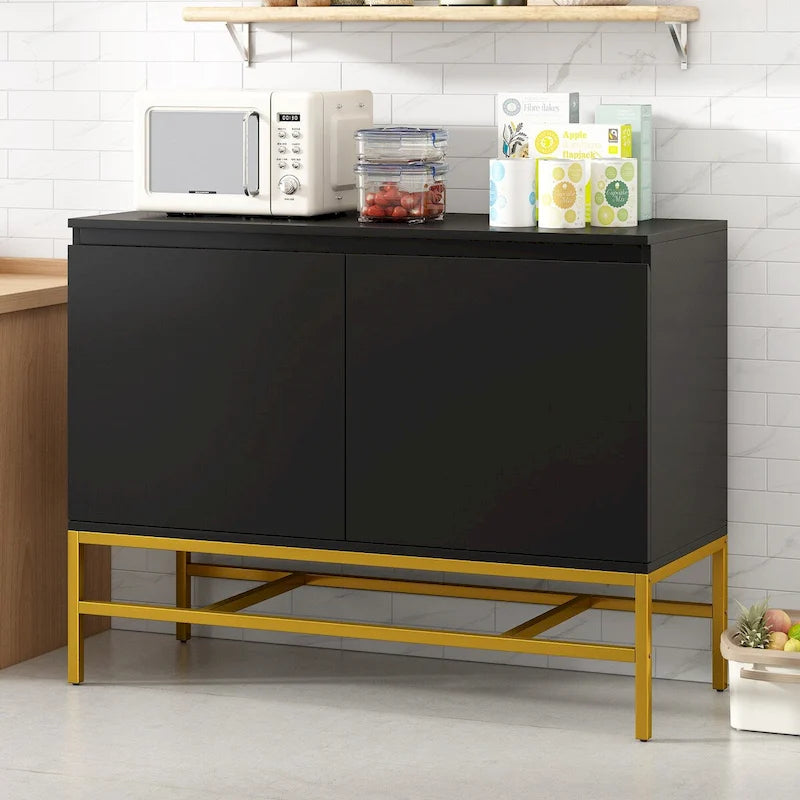 2-Door Sideboard Cabinet with Gold Metal Legs