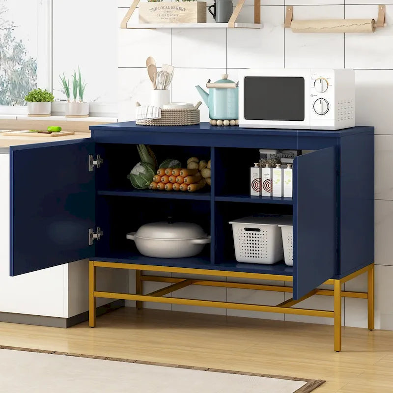 2-Door Sideboard Cabinet with Gold Metal Legs