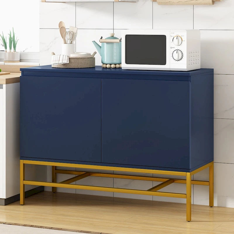 2-Door Sideboard Cabinet with Gold Metal Legs