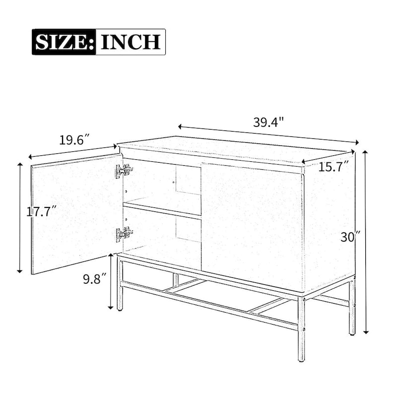 2-Door Sideboard Cabinet with Gold Metal Legs