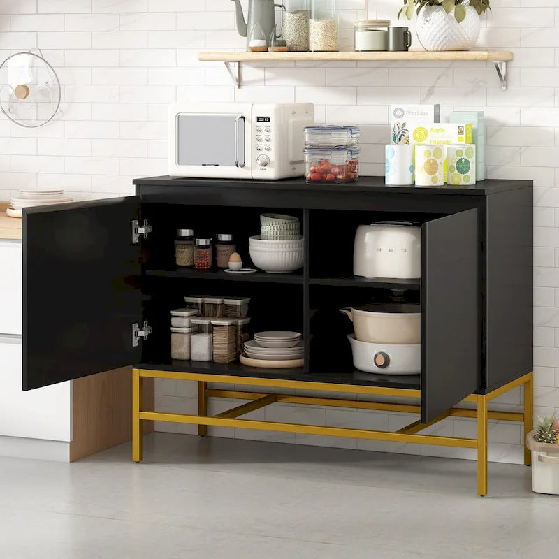 2-Door Sideboard Cabinet with Gold Metal Legs