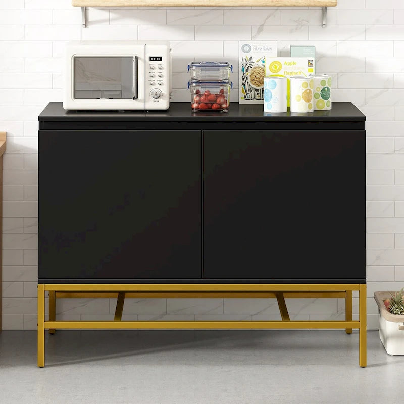 2-Door Sideboard Cabinet with Gold Metal Legs