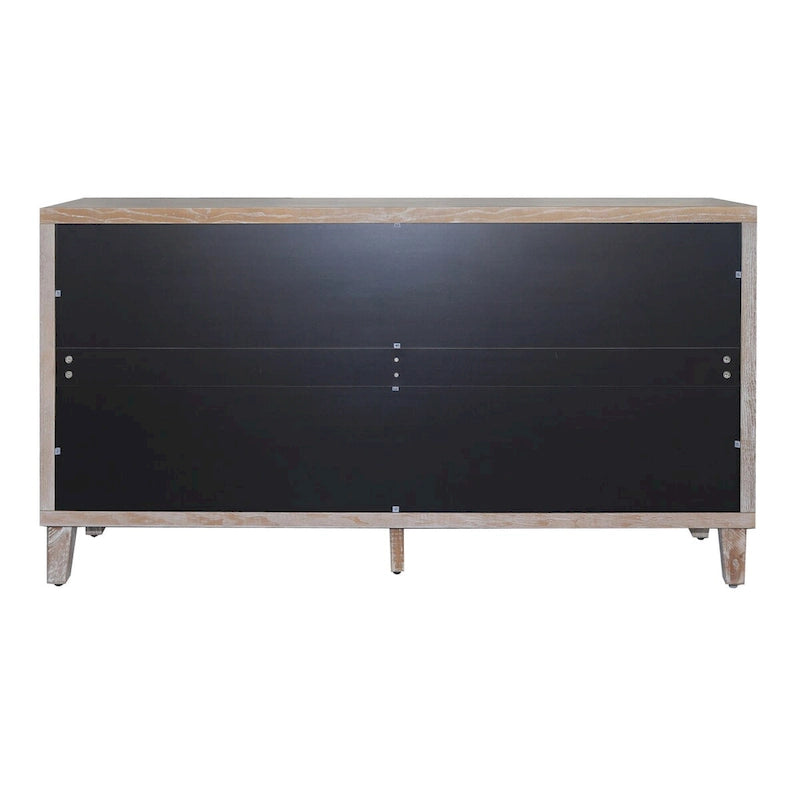 4-Door Wood Sideboard Buffet Cabinet with Rattan Weave Doors and Adjustable Shelves
