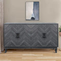 2-Cabinet Wood Dining Sideboard with Handles and Foot Pads, 59.8x15.5x32.3