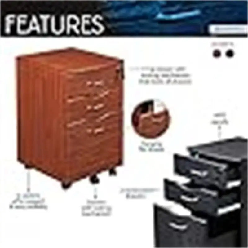 Rolling 3-Drawer File Cabinet with Locking Wheels, 16x17x25
