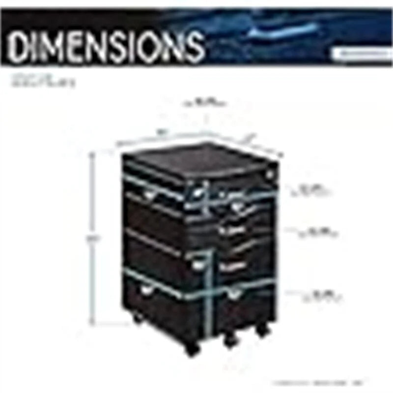 Rolling 3-Drawer File Cabinet with Locking Wheels, 16x17x25