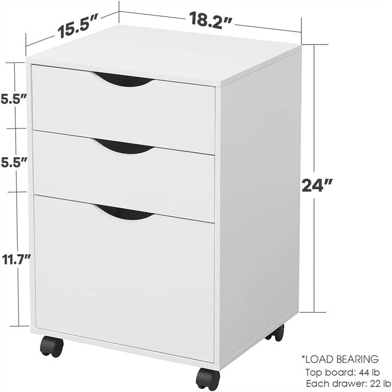 3-Drawer Storage Cabinet, 15.5D x 18.1W x 24H