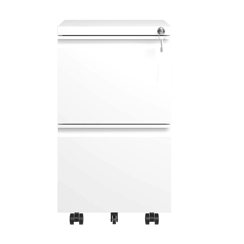 2-Drawer Rolling Metal File Cabinet with Lock for Legal, Letter and A4 Size Files, Fully Assembled