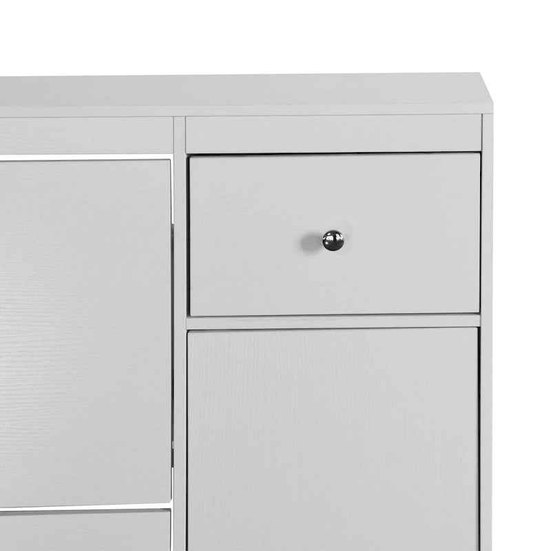 Freestanding Tipping Bucket Shoe Cabinet with 3 Flip Drawers and Adjustable Shelf