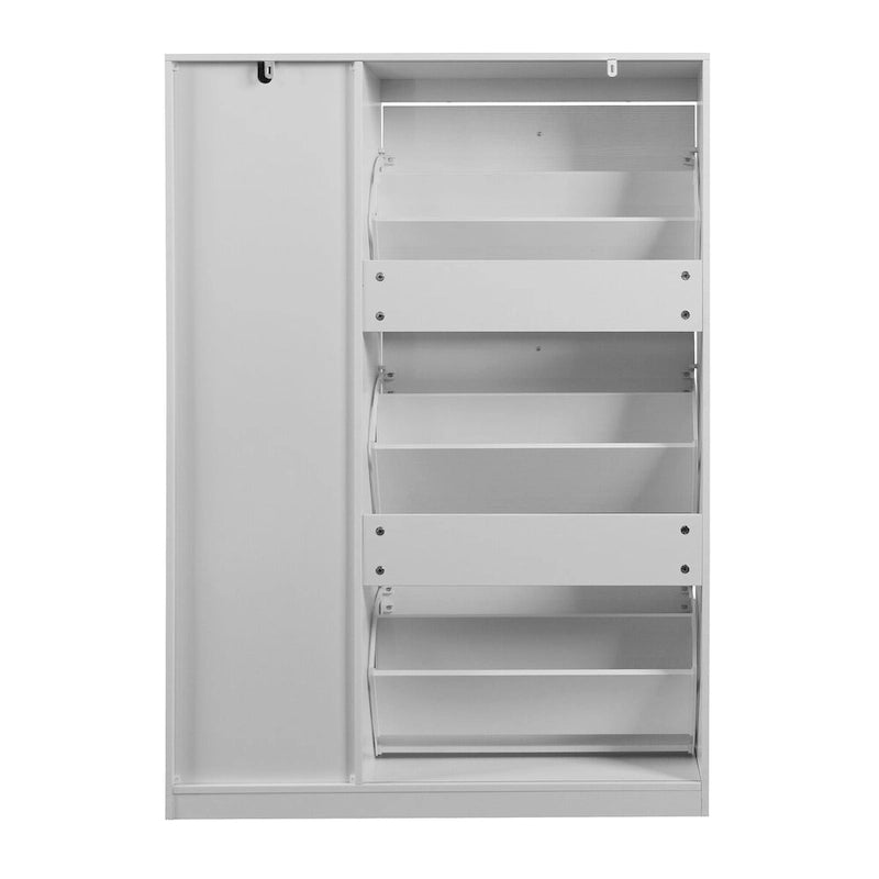 Freestanding Tipping Bucket Shoe Cabinet with 3 Flip Drawers and Adjustable Shelf