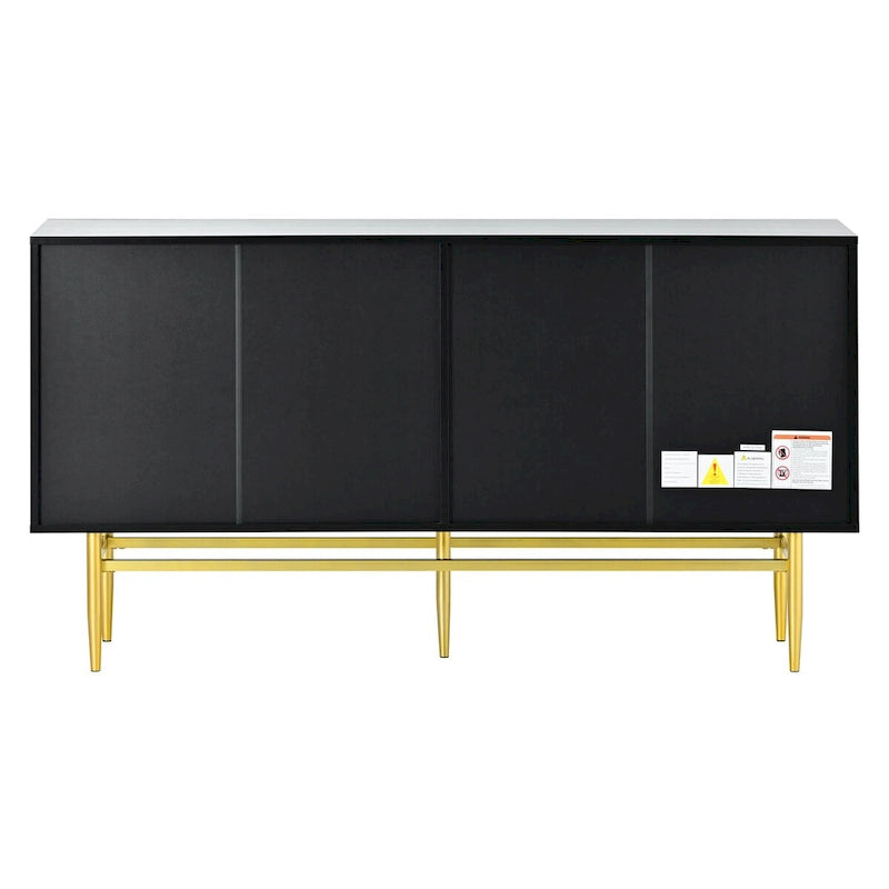 4-Door Sideboard Buffet Cabinet with Gold Handles and Adjustable Shelves, 60x15x31.5