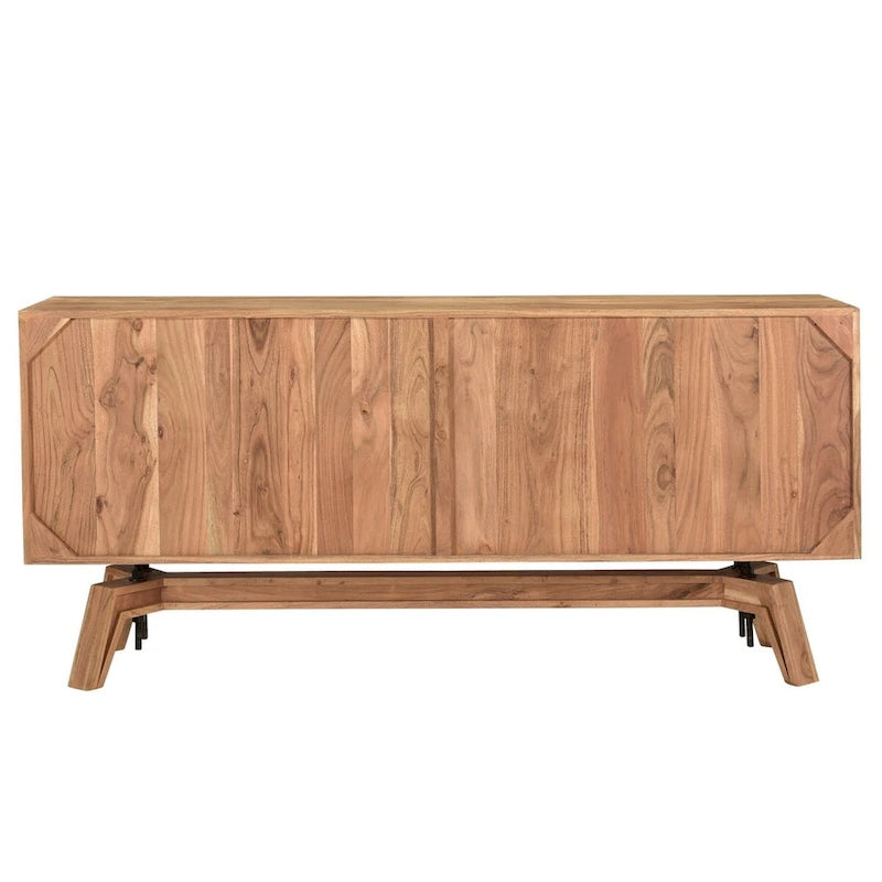 Live Edge Solid Acacia Wood Sideboard Buffet with Trestle Base, 69x18x31.5