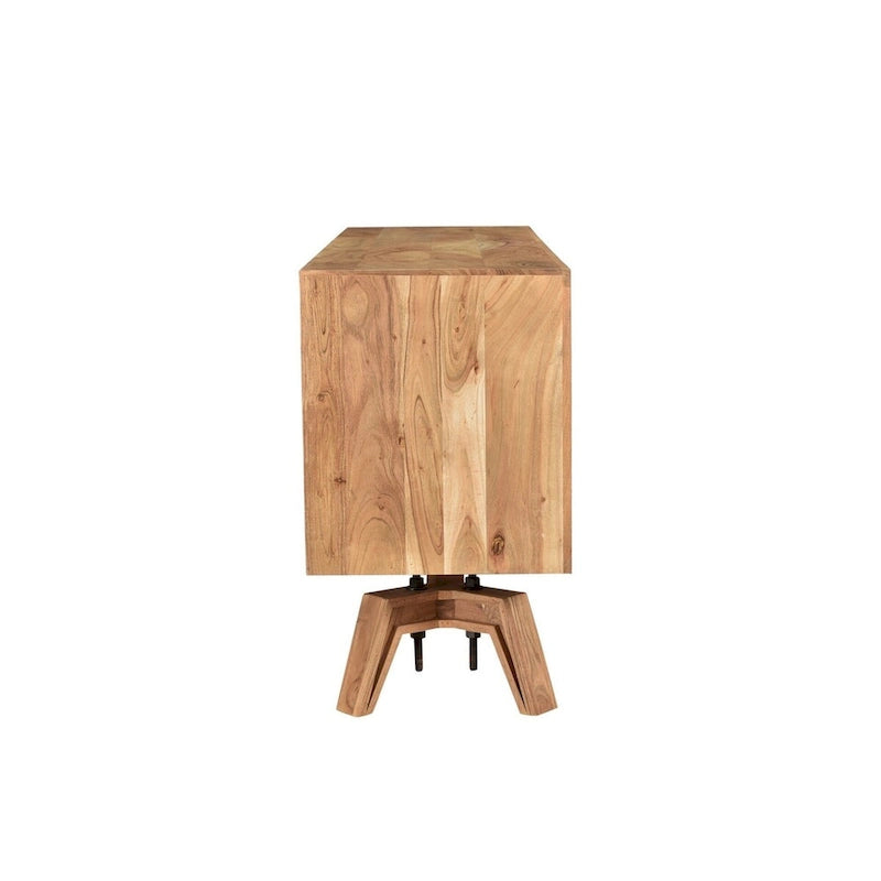 Live Edge Solid Acacia Wood Sideboard Buffet with Trestle Base, 69x18x31.5