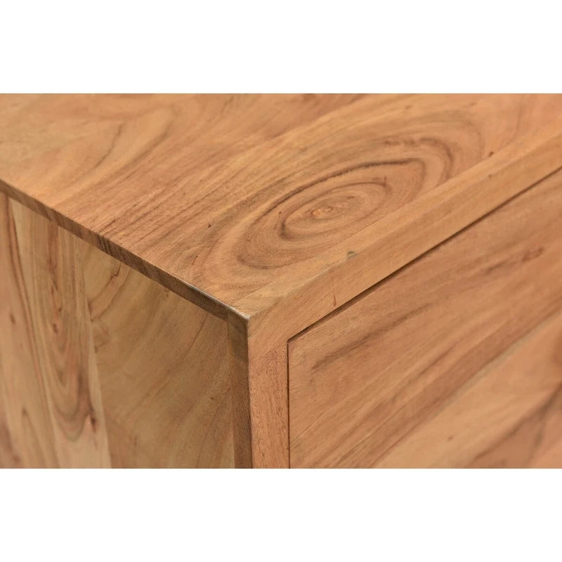 Live Edge Solid Acacia Wood Sideboard Buffet with Trestle Base, 69x18x31.5