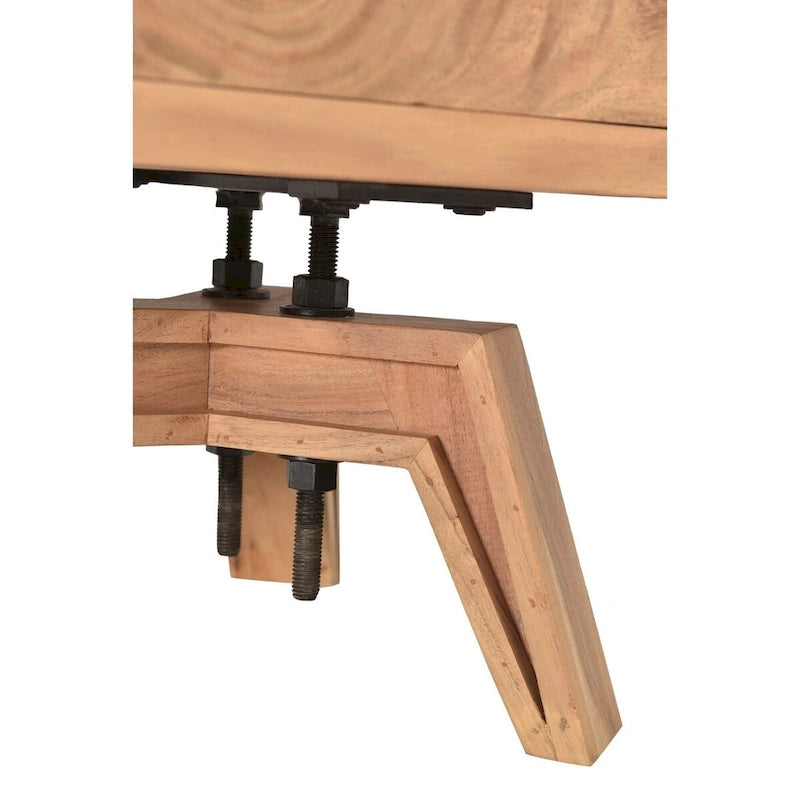 Live Edge Solid Acacia Wood Sideboard Buffet with Trestle Base, 69x18x31.5