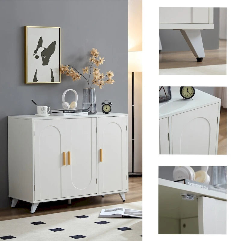 3-Door Sideboard Buffet Cabinet with Removable Shelves for Living Room or Dining Room
