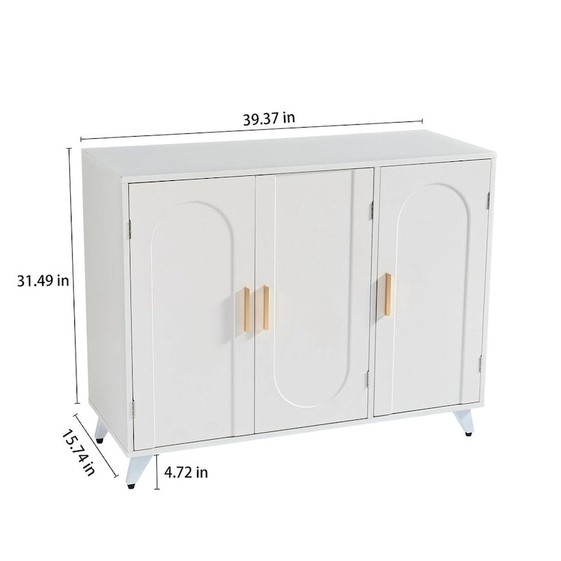 3-Door Sideboard Buffet Cabinet with Removable Shelves for Living Room or Dining Room
