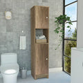 Linen Cabinet with Double Doors and Four Interior Shelves, Light Oak Finish