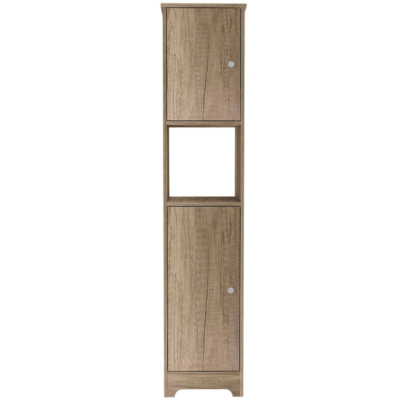 Linen Cabinet with Double Doors and Four Interior Shelves, Light Oak Finish