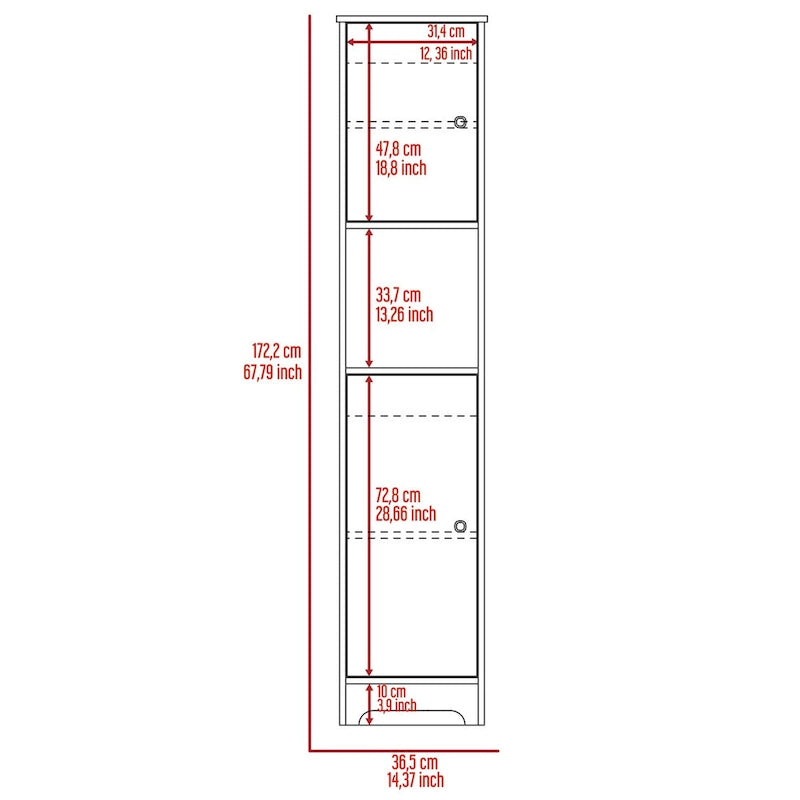 Linen Cabinet with Double Doors and Four Interior Shelves, Light Oak Finish