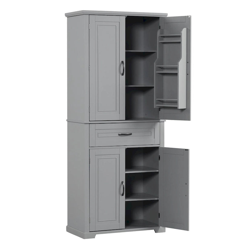 Tall Freestanding Wood Entryway Storage Cabinet with Doors, 1 Drawer and Adjustable Shelf, 72H