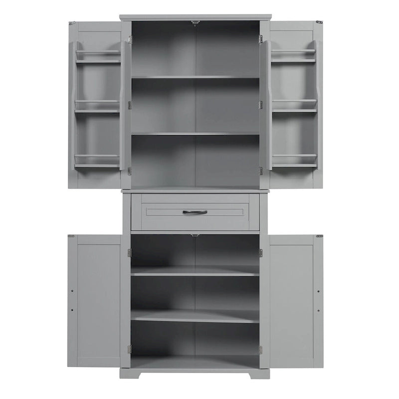 Tall Freestanding Wood Entryway Storage Cabinet with Doors, 1 Drawer and Adjustable Shelf, 72H