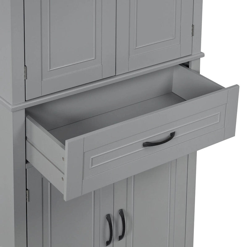 Tall Freestanding Wood Entryway Storage Cabinet with Doors, 1 Drawer and Adjustable Shelf, 72H