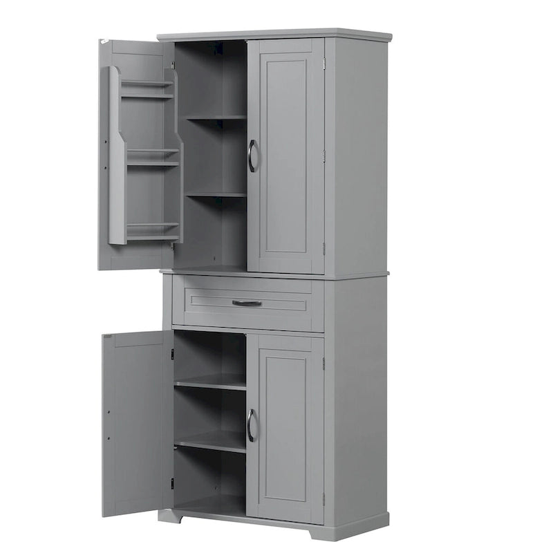 Tall Freestanding Wood Entryway Storage Cabinet with Doors, 1 Drawer and Adjustable Shelf, 72H