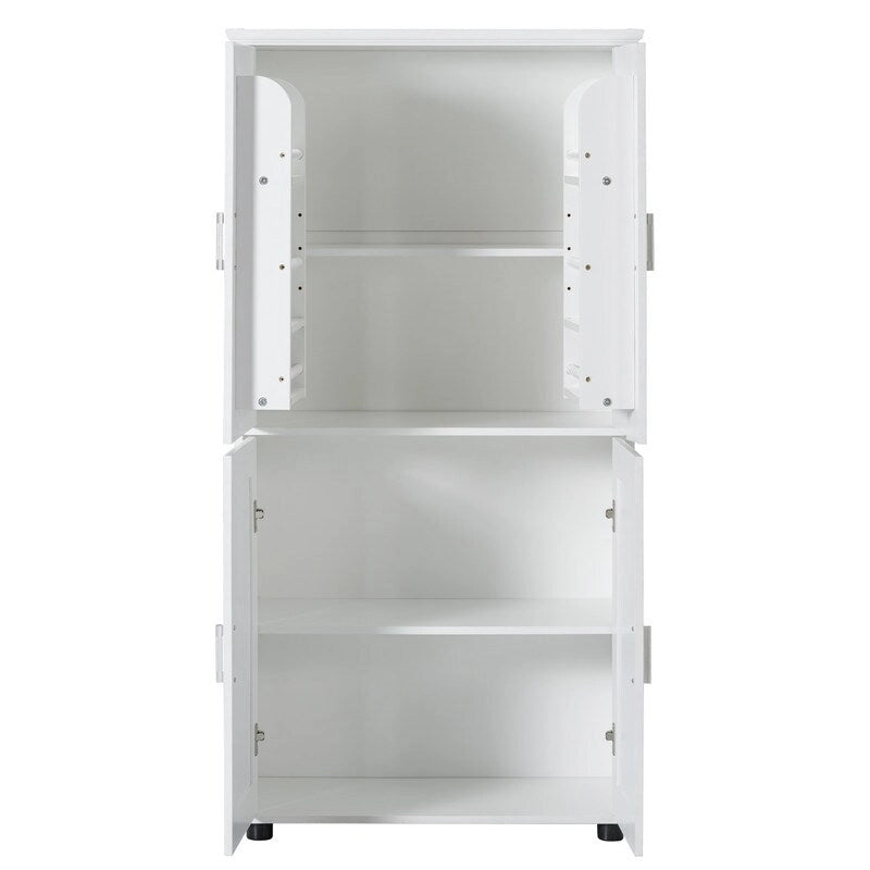Freestanding Bathroom Storage Cabinet with 4 Doors and Adjustable Shelves