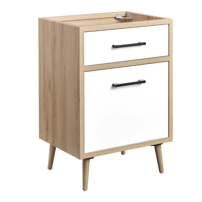 24-Inch Bathroom Vanity Cabinet with 1 Full-Glide Drawer and Tapered Wood Legs, Sink Not Included