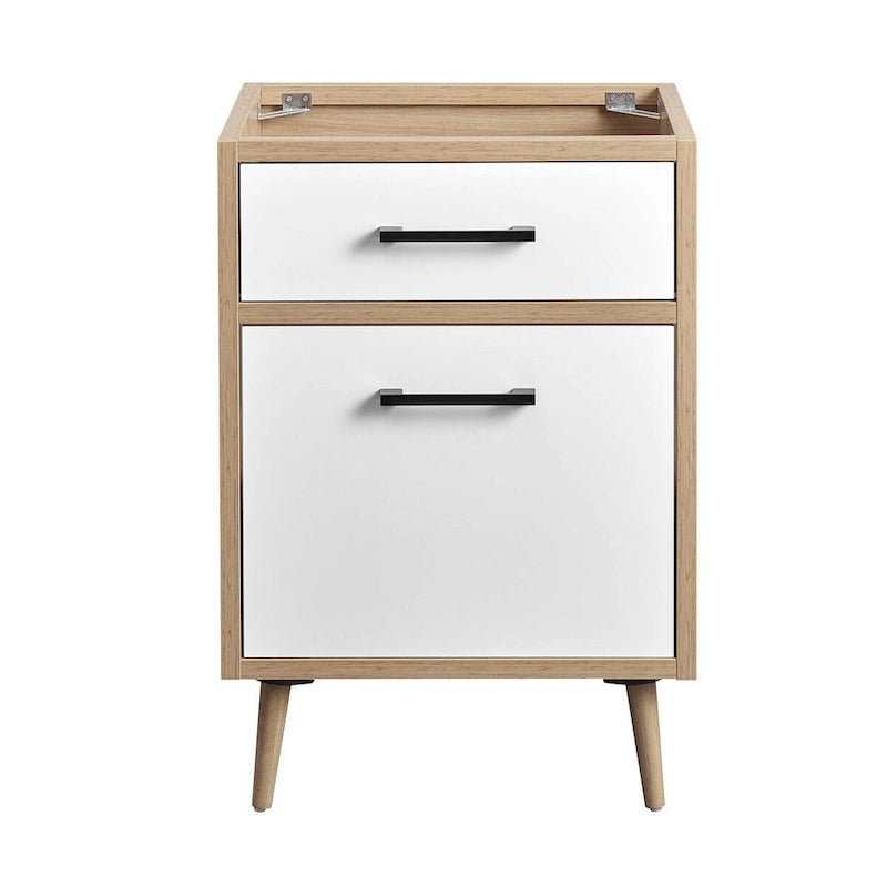 24-Inch Bathroom Vanity Cabinet with 1 Full-Glide Drawer and Tapered Wood Legs, Sink Not Included