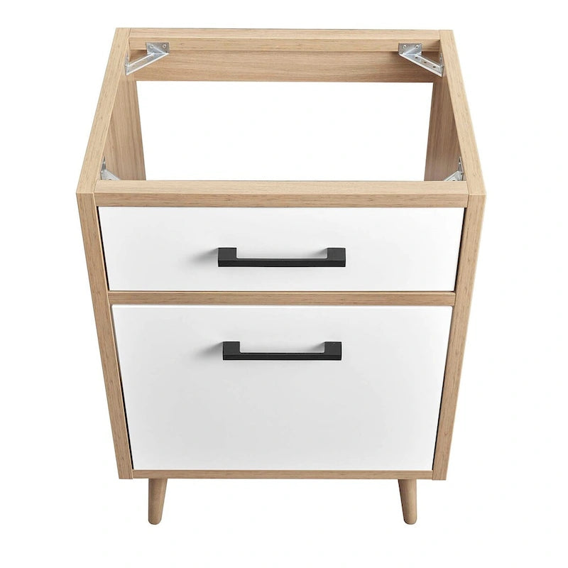 24-Inch Bathroom Vanity Cabinet with 1 Full-Glide Drawer and Tapered Wood Legs, Sink Not Included