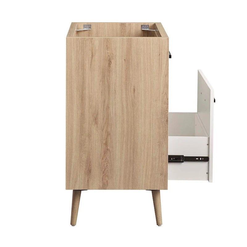 24-Inch Bathroom Vanity Cabinet with 1 Full-Glide Drawer and Tapered Wood Legs, Sink Not Included