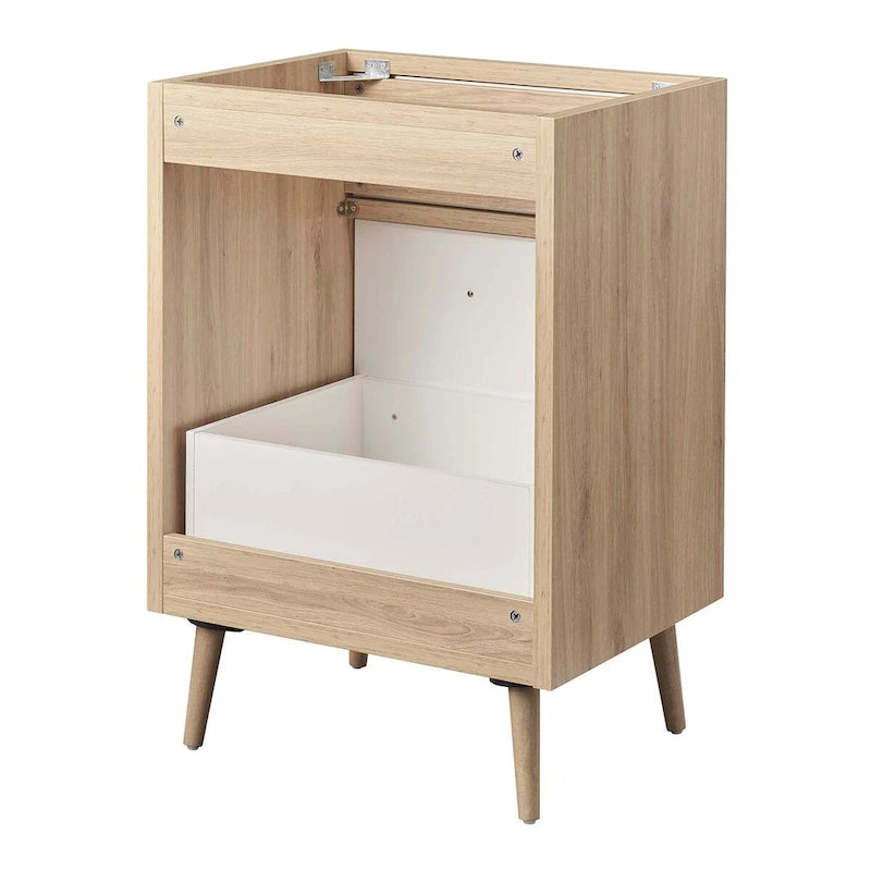 24-Inch Bathroom Vanity Cabinet with 1 Full-Glide Drawer and Tapered Wood Legs, Sink Not Included