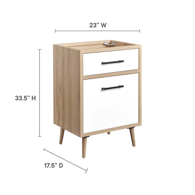 24-Inch Bathroom Vanity Cabinet with 1 Full-Glide Drawer and Tapered Wood Legs, Sink Not Included