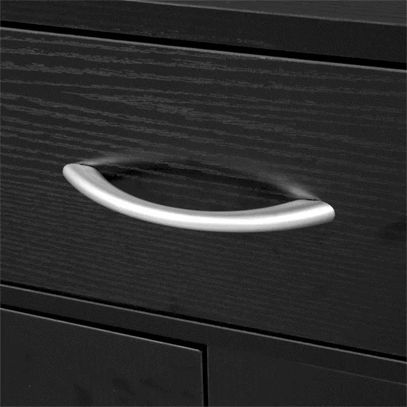 Black Bathroom Cabinet with Double Doors and 5 Drawers