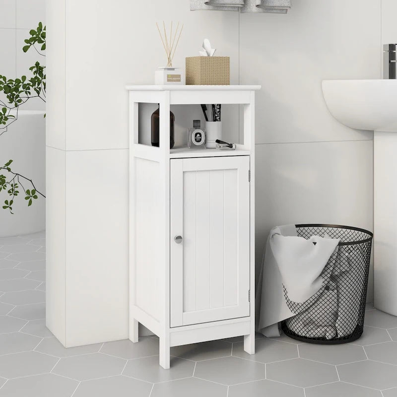 White Single-Door Bathroom Storage Cabinet with Adjustable Shelf, 12.6x11.8x31.5