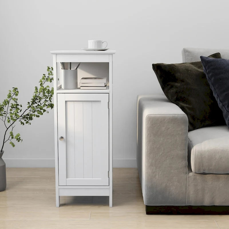 White Single-Door Bathroom Storage Cabinet with Adjustable Shelf, 12.6x11.8x31.5