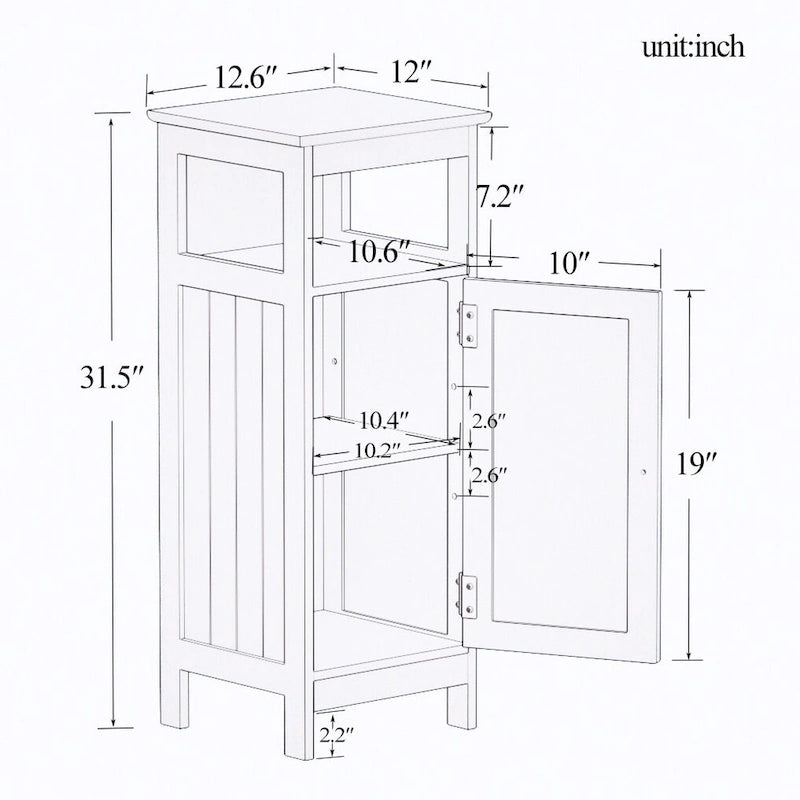White Single-Door Bathroom Storage Cabinet with Adjustable Shelf, 12.6x11.8x31.5