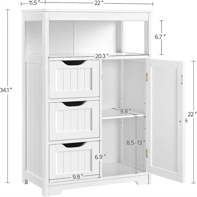 Freestanding Wooden Bathroom Floor Storage Cabinet