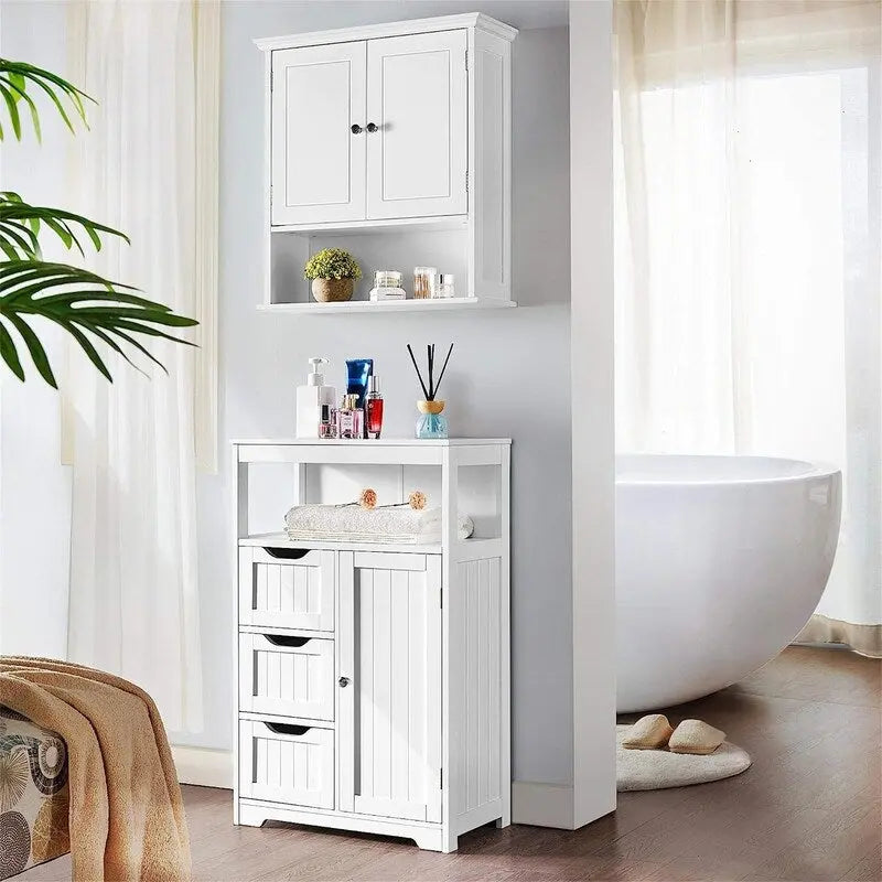 Freestanding Wooden Bathroom Floor Storage Cabinet