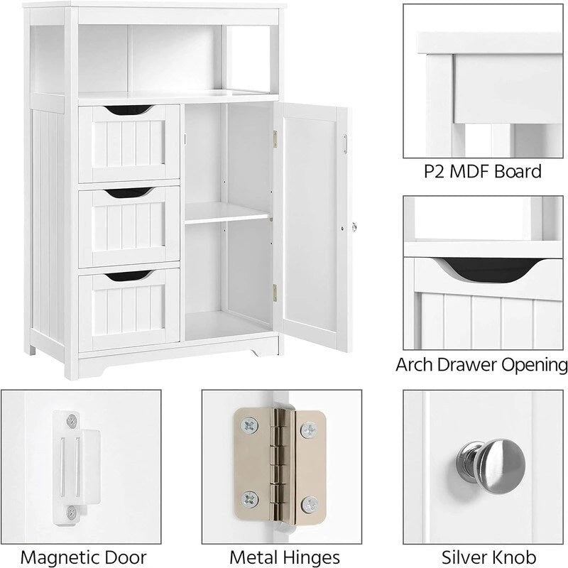 Freestanding Wooden Bathroom Floor Storage Cabinet