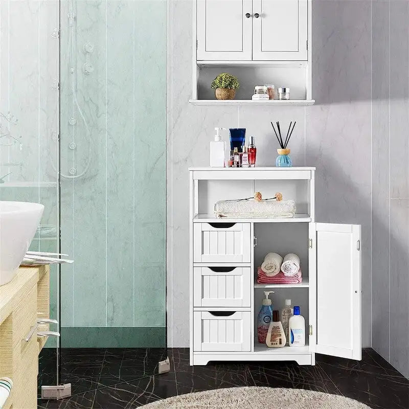 Freestanding Wooden Bathroom Floor Storage Cabinet