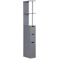 Freestanding Bathroom Linen Tower Cabinet with 2-Tier Open Shelf and 2 Drawers, 54H
