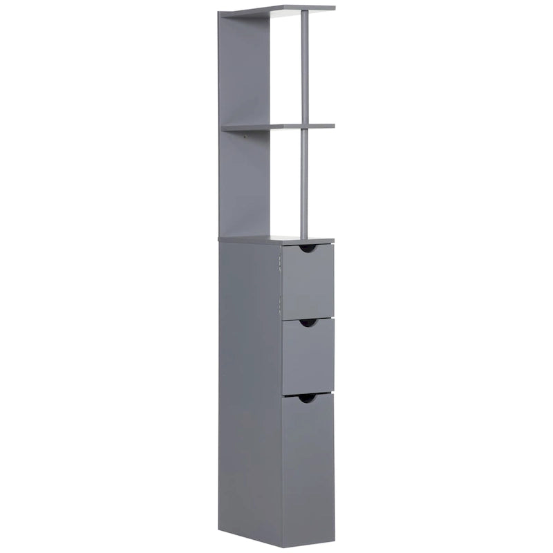 Freestanding Bathroom Linen Tower Cabinet with 2-Tier Open Shelf and 2 Drawers, 54H