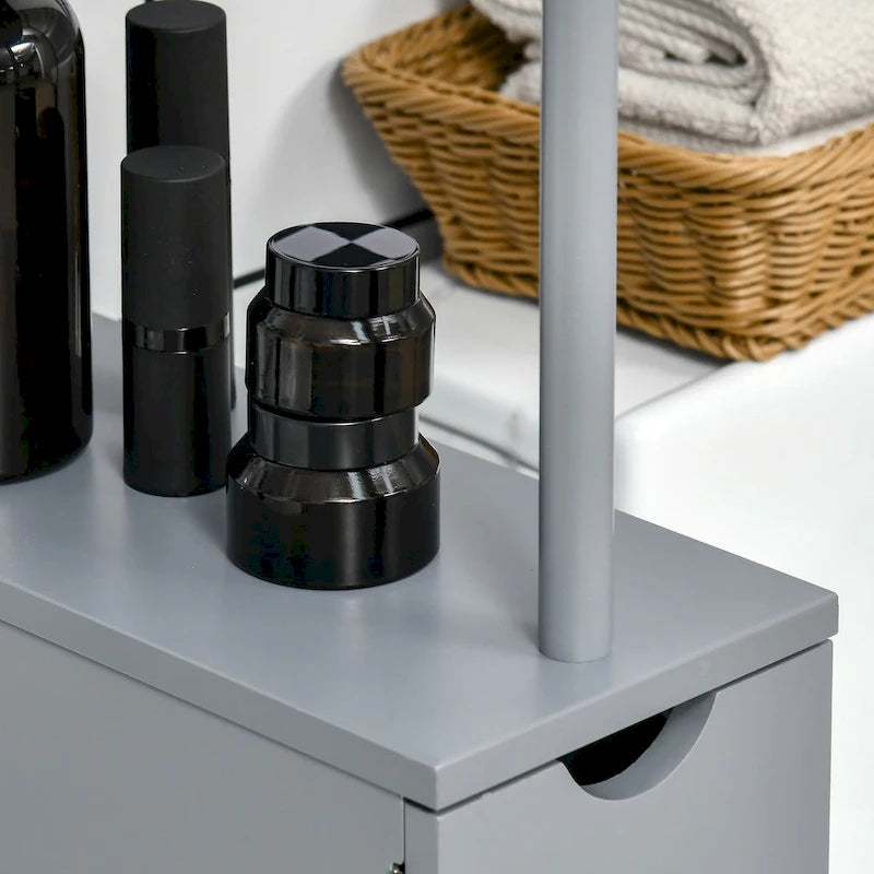 Freestanding Bathroom Linen Tower Cabinet with 2-Tier Open Shelf and 2 Drawers, 54H