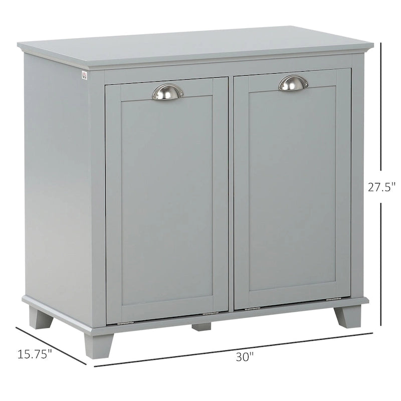Bathroom Storage Organizer with Two-Compartment Tilt-Out Laundry Hamper