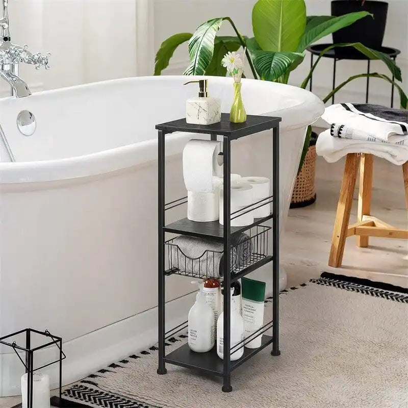 Freestanding Bathroom Storage Cabinet with Shelf and Drawer, 10W x 11D x 28H