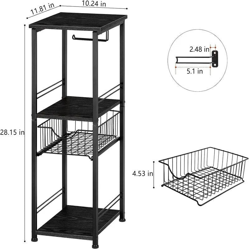 Freestanding Bathroom Storage Cabinet with Shelf and Drawer, 10W x 11D x 28H