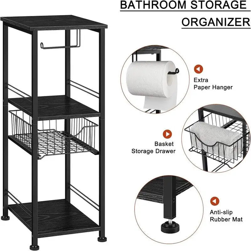 Freestanding Bathroom Storage Cabinet with Shelf and Drawer, 10W x 11D x 28H